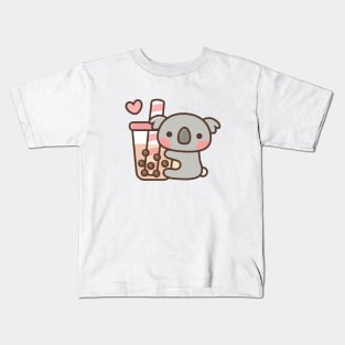 Cute Koala Bear And Bubble Tea Kids T-Shirt